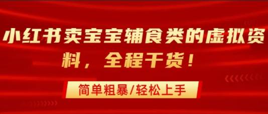 小红书卖宝宝辅食类的虚拟资料，从引流到私域变现，全程干货，简单粗暴，轻松上手-云推网创项目库