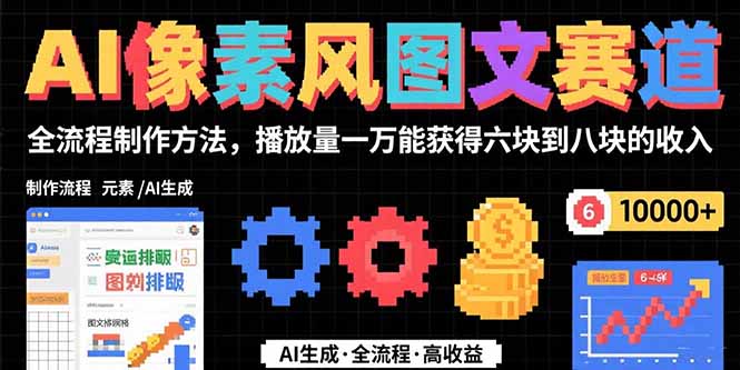 AI像素风图文赛道：全流程制作方法，播放量一万能获得6块到8块的收入-云推网创项目库