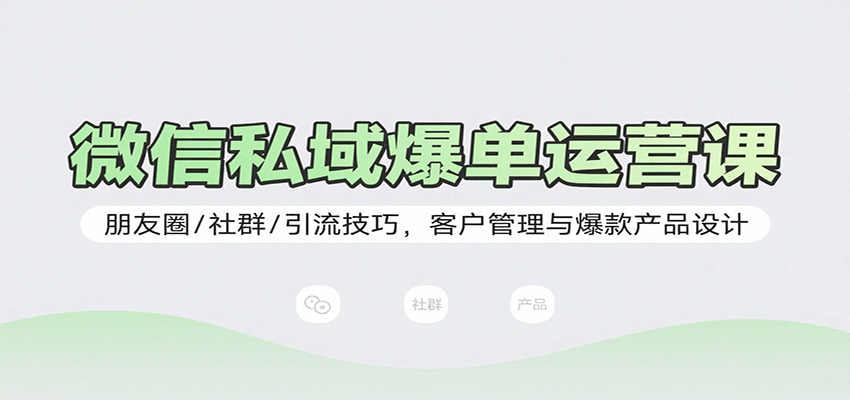 微信私域爆单运营课：朋友圈/社群/引流技巧，客户管理与爆款产品设计-云推网创项目库