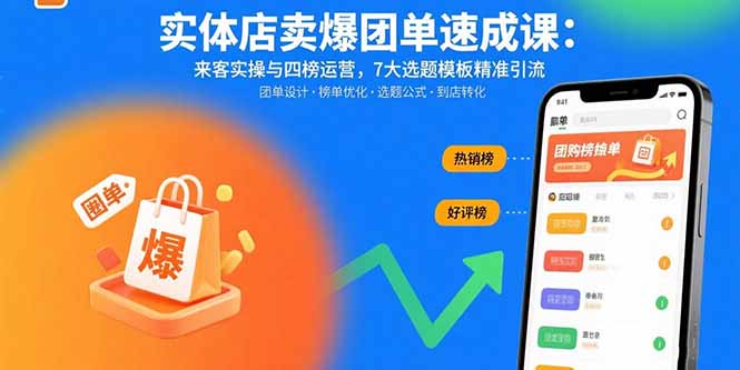 实体店卖爆团单速成课：来客实操与四榜运营，7大选题模板精准引流-云推网创项目库