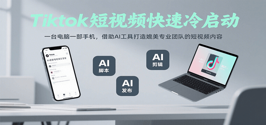 Tiktok短视频快速冷启动，一台电脑一部手机，借助AI工具打造媲美专业团队的短视频内容-云推网创项目库