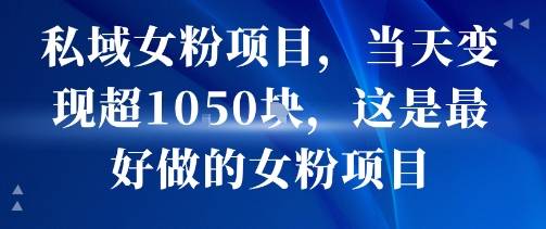 私域女粉项目，当天变现超1k，这是最好做的女粉项目，可放大操作-云推网创项目库
