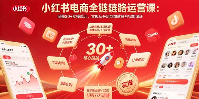 小红书电商全链路运营课：涵盖30+实操单元，实现从开店到爆款账号完整闭环-云推网创项目库