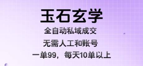玉石玄学全自动私域成交，一单99每天十单以上，无需人工和矩阵账号，蓝海项目直接干【揭秘】-云推网创项目库