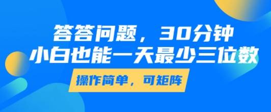 答答问题，30分钟，小白也能一天最少也有三位数，操作简单-云推网创项目库