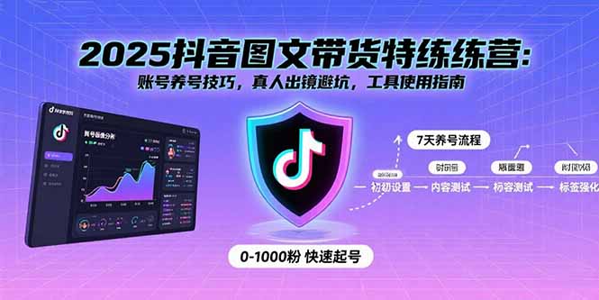 2025抖音图文带货特练营：账号养号技巧，真人出镜避坑，工具使用指南-云推网创项目库