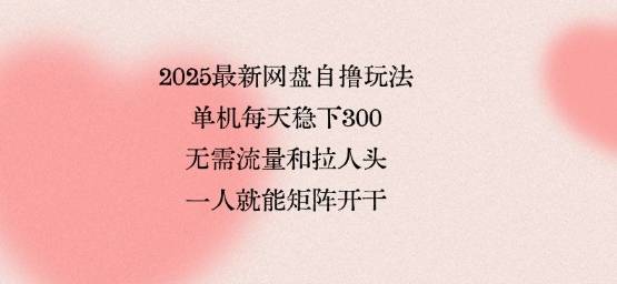 2025最新网盘自撸玩法，单机每天稳下3张，无需流量和拉人头，一个人就可轻松矩阵，全网独一份【揭秘】-云推网创项目库
