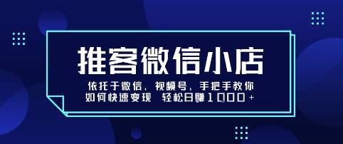 推客微信小店依托于微信、视频号，手把手教你如何快速变现 轻松日入1k+【揭秘】-云推网创项目库