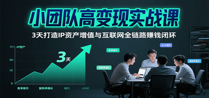 小团队高变现实战课，3天打造IP资产增值与互联网全链路赚钱闭环(第二期)-云推网创项目库