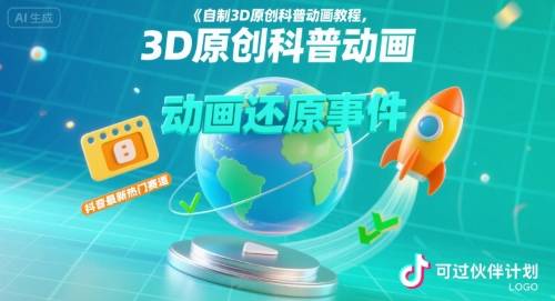 自制3D原创科普动画教程，动画还原事件，抖音最新热门赛道，可过伙伴计划-云推网创项目库