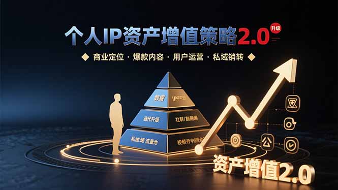 个人IP资产增值策略2.0 拆解商业定位/爆款内容/用户运营/私域销转四大模块-云推网创项目库