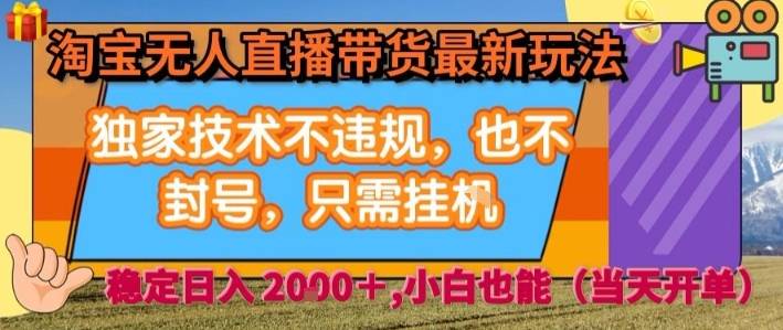 淘宝无人直播带货最新玩法，独家技术不违规，也不封号，全自动运行，只需挂着，  稳定日入2k【揭秘】-云推网创项目库