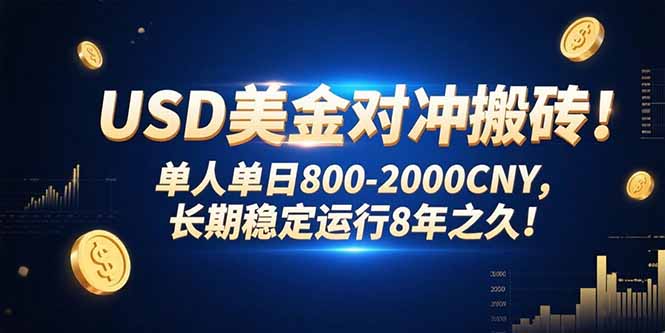 USD美金对冲搬砖!单人单日800-2000CNY，长期稳定运行8年之久!-云推网创项目库