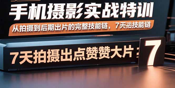 手机摄影实战特训，从拍摄到后期出片的完整技能链，7天拍出点赞大片-云推网创项目库