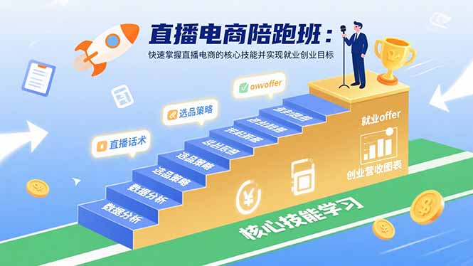 直播电商陪跑班：快速掌握直播电商的核心技能并实现就业/创业目标-云推网创项目库