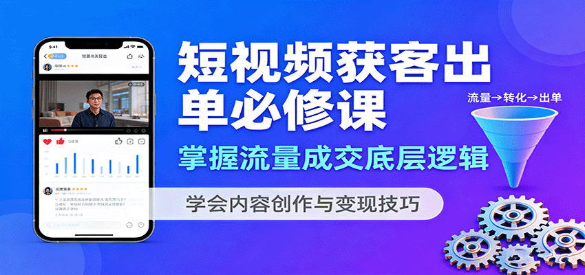 短视频获客出单必修课：掌握流量成交底层逻辑，学会内容创作与变现技巧-云推网创项目库