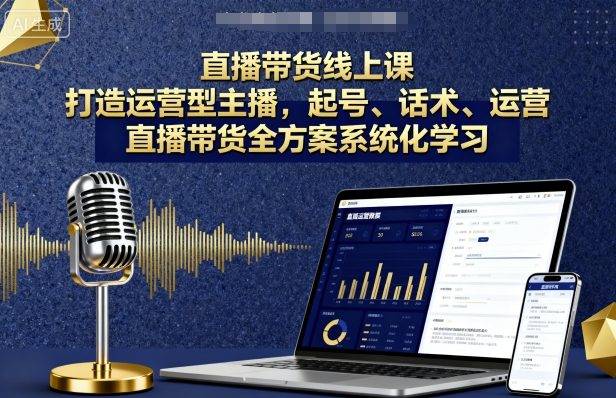 直播带货线上课，打造运营型主播，起号、话术、运营，直播带货全方案系统化学习-云推网创项目库