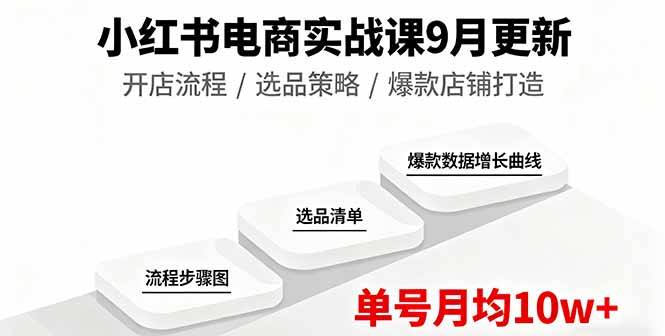 小红书电商实战课9月更新，开店流程/选品策略/爆款店铺打造，单号月均10w+-云推网创项目库