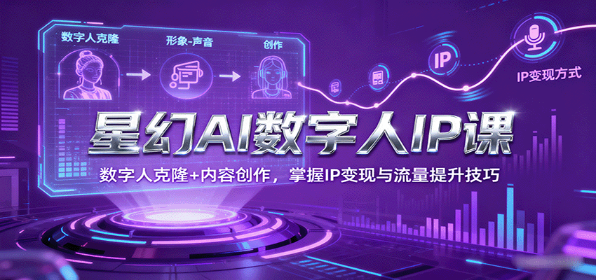 星幻AI数字人IP课，数字人克隆+内容创作，掌握IP变现与流量提升技巧-云推网创项目库