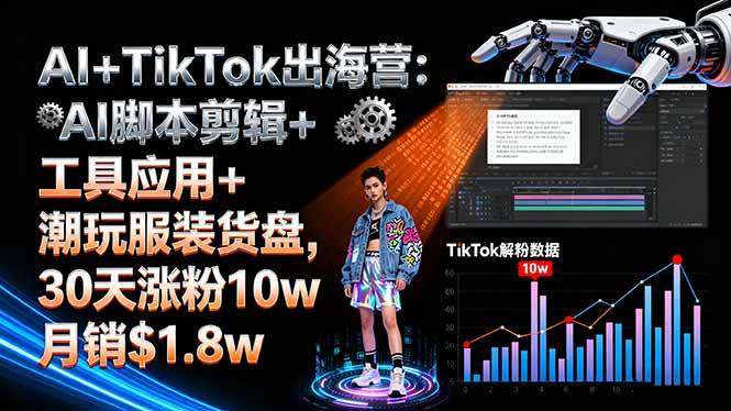 AI+TikTok出海营:AI脚本剪辑+工具应用+潮玩服装货盘,30天涨粉10w月销$1.8w-云推网创项目库