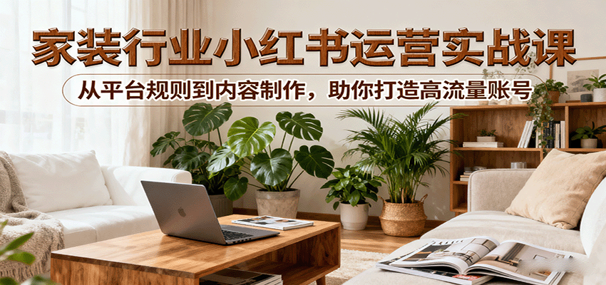 小红书家装行业运营实战课：从平台规则到内容制作，助你打造高流量账号-云推网创项目库
