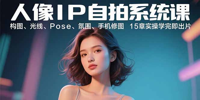 人像IP自拍系统课：构图、光线、Pose、氛围、手机修图 15章实操学完即出片-云推网创项目库
