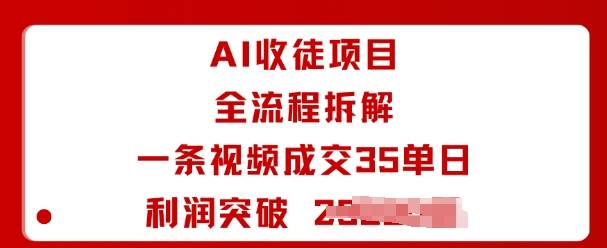 AI收徒项目全流程拆解一条视频成交35单日利润突破1k+-云推网创项目库