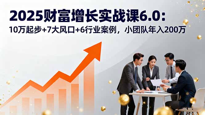 2025财富增长实战课6.0：10万起步+7大风口+6行业案例，小团队年入200万-云推网创项目库