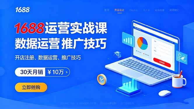 1688运营实战课：开店注册、数据运营、推广技巧，30天月销破10万+-云推网创项目库