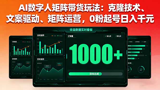 AI数字人矩阵带货玩法：克隆技术、文案驱动、矩阵运营，0粉起号日入千元-云推网创项目库