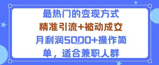 小众赛道玩法：当下最热门的变现方式，精准引流+被动成交月利润5k+操作简单，适合兼职人群-云推网创项目库