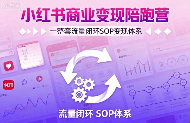 小红书商业变现陪跑营，轻IP矩阵 私域获客 聚光投流，一整套流量闭环SOP变现体系-云推网创项目库
