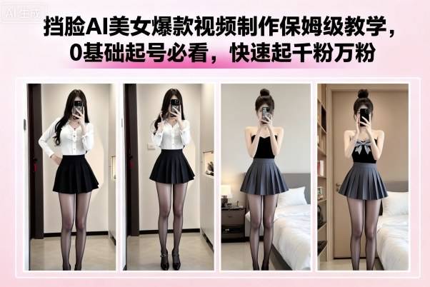 挡脸AI美女爆款视频制作保姆级教学,0基础起号必看,快速起千粉万粉-云推网创项目库