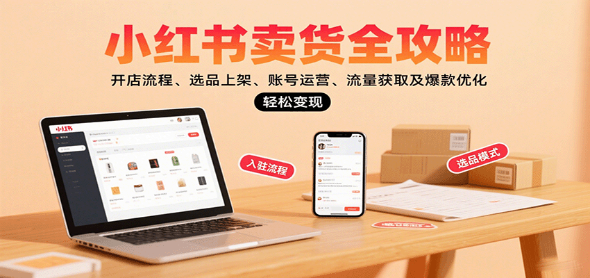 小红书卖货全攻略：开店流程、选品上架、账号运营、流量获取及爆款优化，轻松变现-云推网创项目库