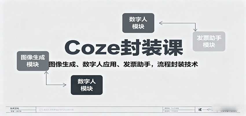 Coze封装课，图像生成、数字人应用、发票助手，流程封装技术-云推网创项目库