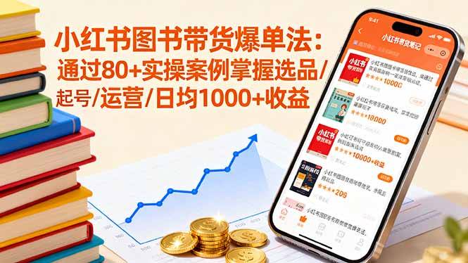 小红书图书带货爆单法：通过80+实操案例掌握选品/起号/运营/日均1000+收益-云推网创项目库
