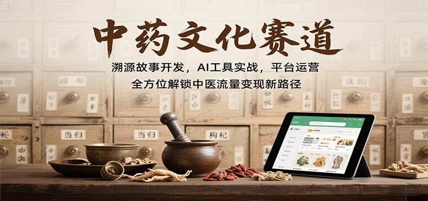 中药文化赛道：溯源故事开发，AI工具实战，平台运营，全方位解锁中医流量变现新路径-云推网创项目库
