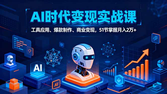 AI时代全场景实战课，工具应用、爆款制作、商业变现，51节掌握月入2万+-云推网创项目库