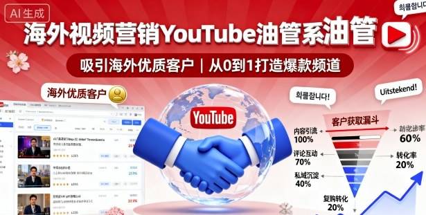 海外视频营销YouTube油管系列课程，吸引海外优质客户-云推网创项目库