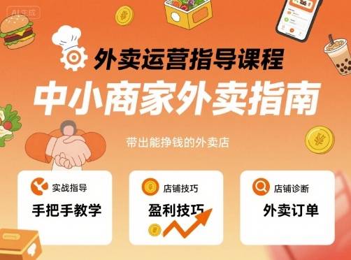 外卖运营指导课程，中小商家外卖指南，手把手带出能挣钱的外卖店-云推网创项目库