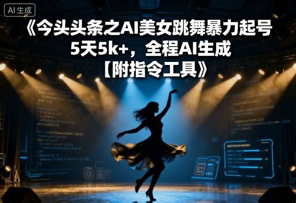 今日头条之AI美女跳舞暴力起号，5天1k+，全程AI生成【附指令工具】-云推网创项目库