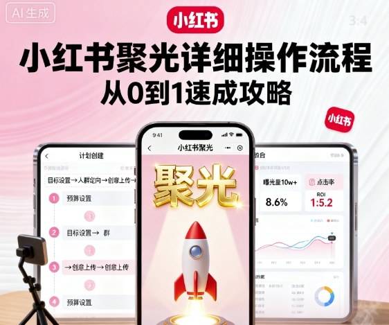 小红书聚光详细操作流程，小红书聚光从0到1速成攻略-云推网创项目库