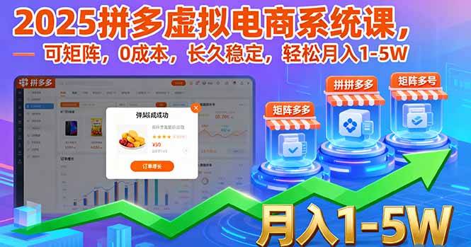 2025拼多多虚拟电商系统课，可矩阵，0成本，长久稳定，轻松月入1-5W-云推网创项目库