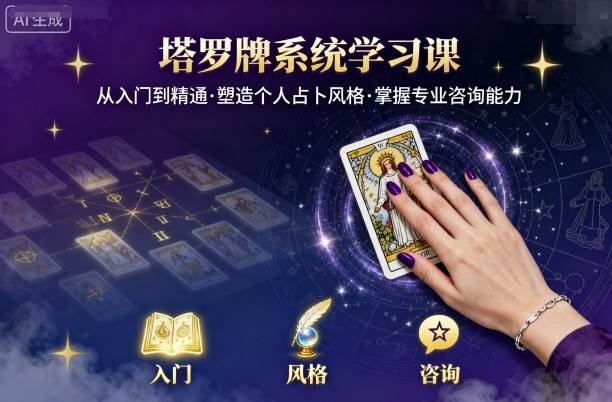 塔罗牌系统学习课，助你从入门到精通，塑造个人占卜风格，掌握专业咨询能力-云推网创项目库