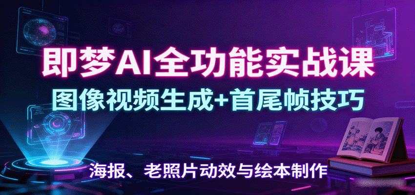 即梦AI全功能实战课：图像视频生成+首尾帧技巧，海报、老照片动效与绘本制作-云推网创项目库