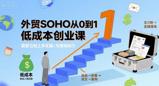外贸SOHO从0到1低成本创业课，能够立刻上手实操与落地执行-云推网创项目库