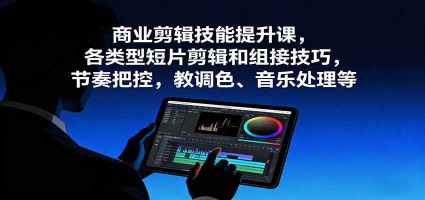 商业剪辑技能提升课，各类型短片剪辑和组接技巧，节奏把控，教调色、音乐处理等-云推网创项目库