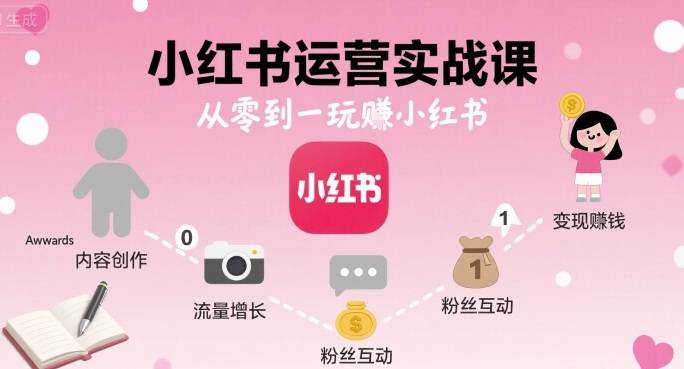 小红书运营实战课，从零到一玩賺小红书-云推网创项目库