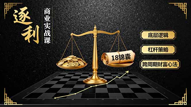 《逐 利》商业实战课，底层逻辑、杠杆策略、18锦囊，跨周期财富心法-云推网创项目库