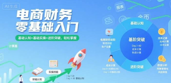 电商财务零基础入门，基础认知+基础实操+进阶突破，轻松掌握-云推网创项目库
